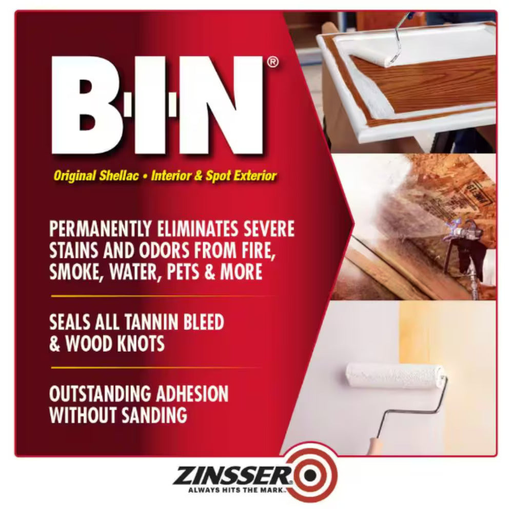 Zinsser Apprêt à base de gomme laque BIN Ultimate Performance Sealer & Stain Killer, 3.7L